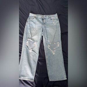 American Eagle Outfitters Light Blue Distressed Straight Leg Jeans